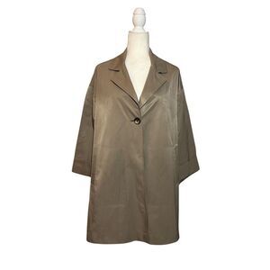 Helene Berman London 3/4 sleeve taupe flared trench coat - M